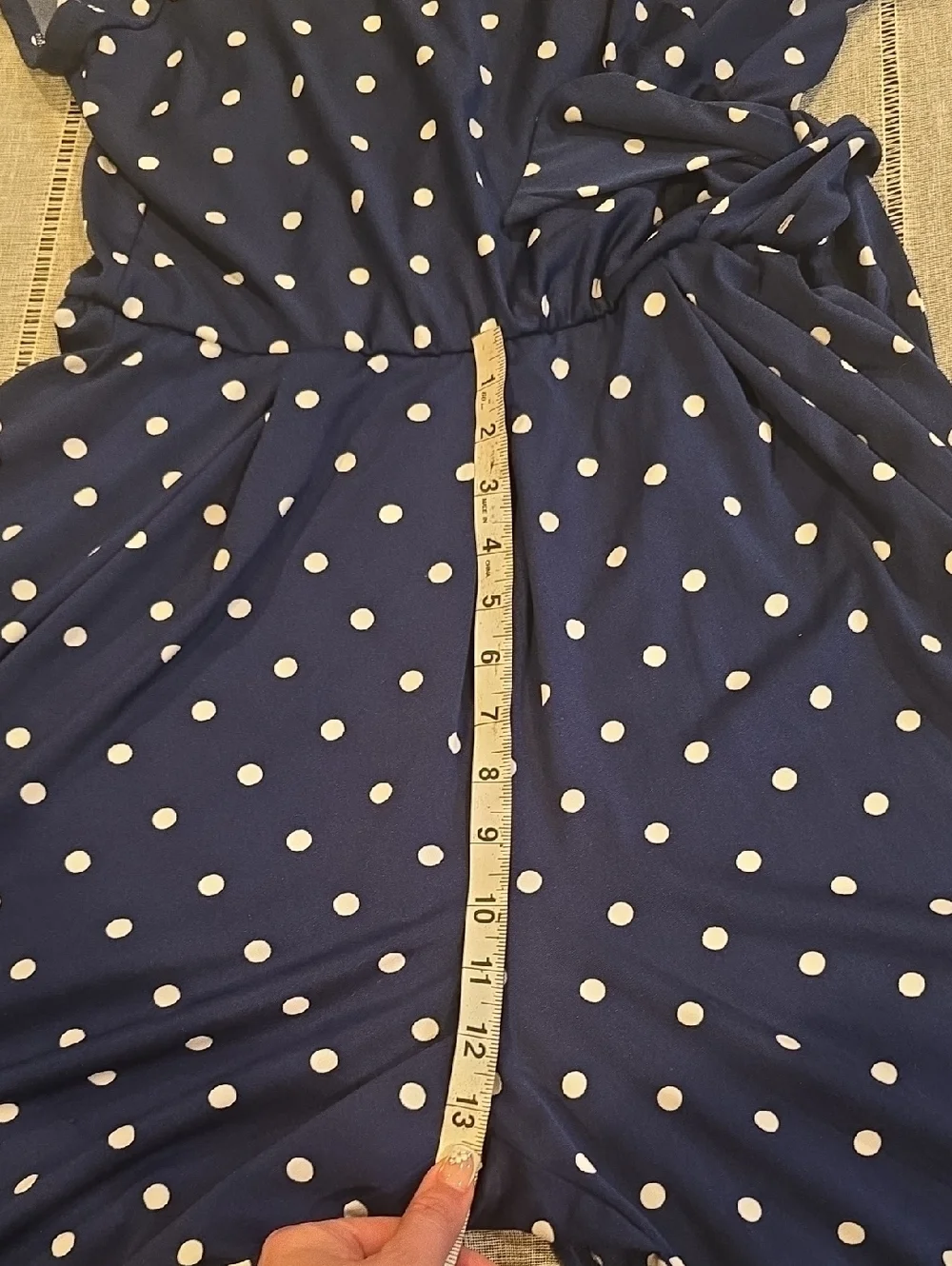 Shelby & Palmer Polka Dot Jumpsuit Women's Size Large Blue Wide Leg Fit & Flare